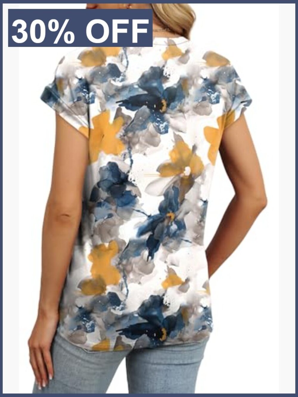 Women's Short Sleeve Crew Neck Tunic T-Shirt Summer Casual Loose Fit Top - Picture 4 of 7